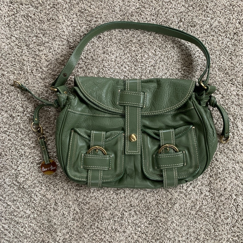 Barr + Barr Medium Size Handbag Satchel Over the Shoulder Strap Green